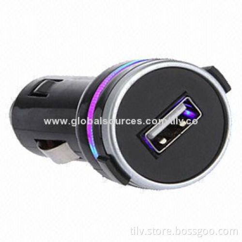 Hot selling USB port visible flashlight car charger
